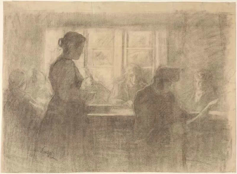 Interno con figure attorno ad un tavolo, 1890 - The National Museum, Oslo